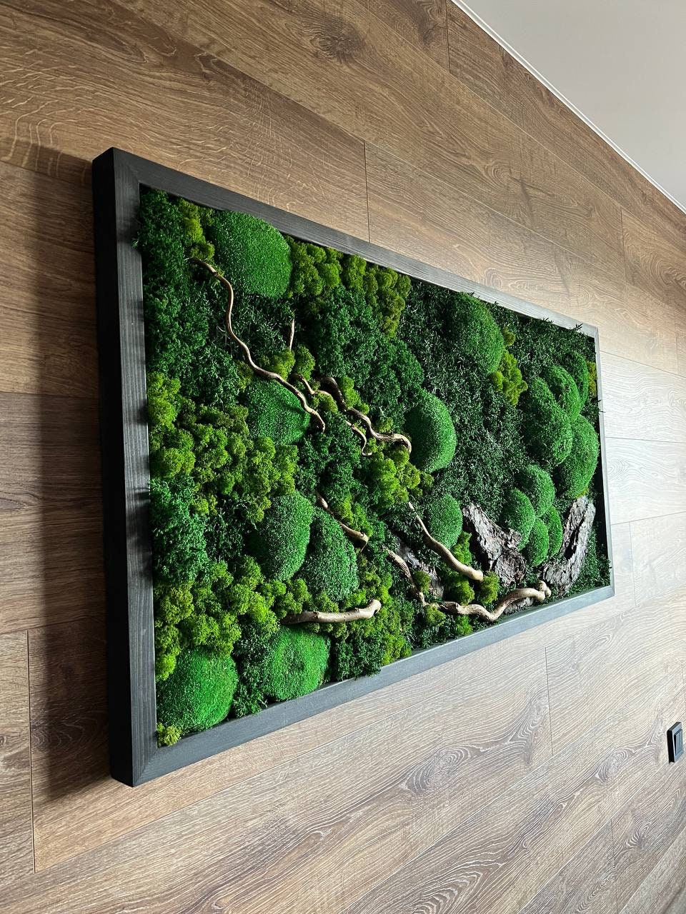 Rustic Moss & Wood Wall Art, Handmade Botanical Decor, Preserved Moss Artwork for Nature Lovers, Eco-Friendly Gift | VARIOUS-SIZES