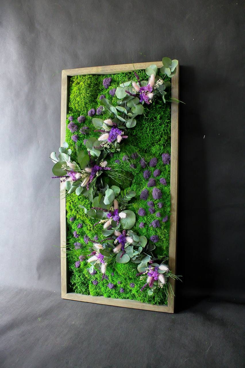 Eucalyptus & Lagurus Preserved Moss Wall Art CAREFREE | VARIOUS-SIZE