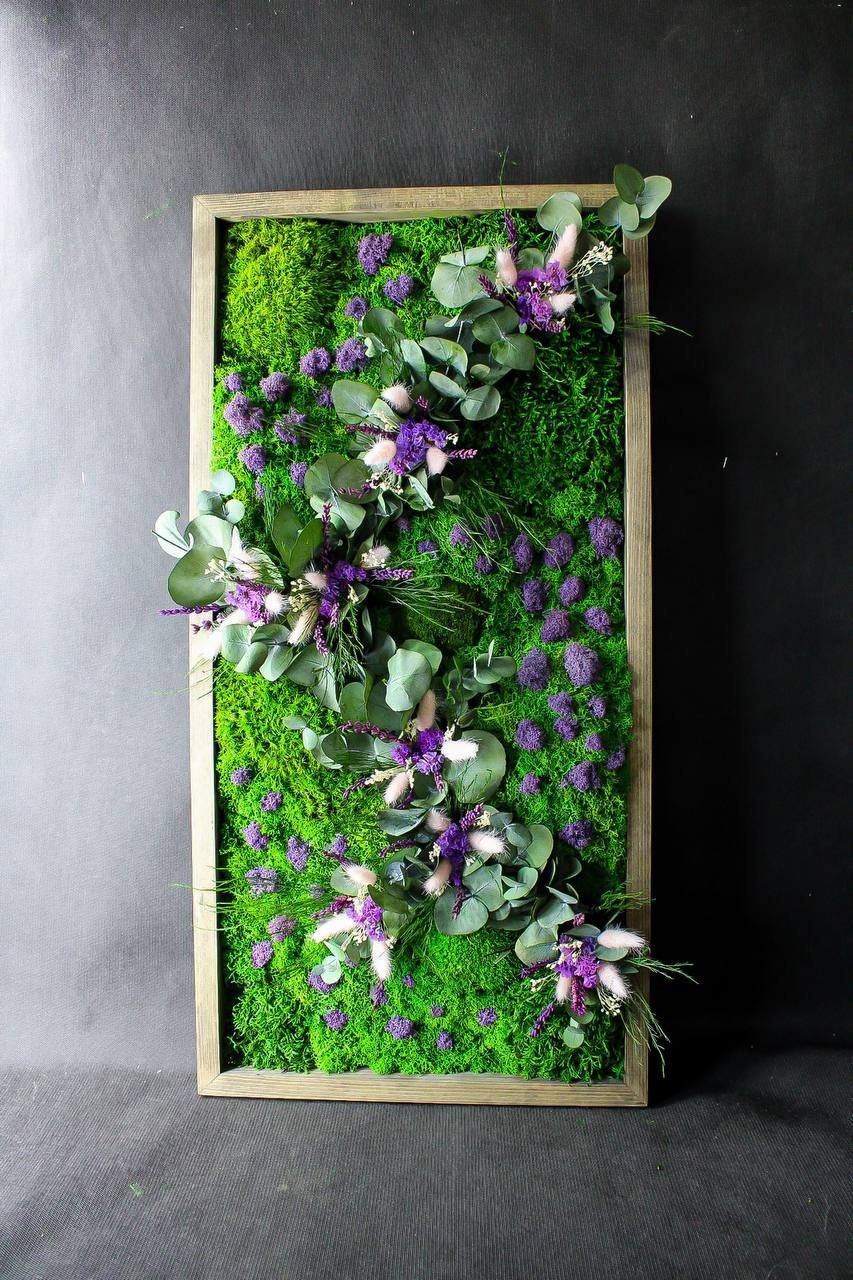 Eucalyptus & Lagurus Preserved Moss Wall Art CAREFREE | VARIOUS-SIZE