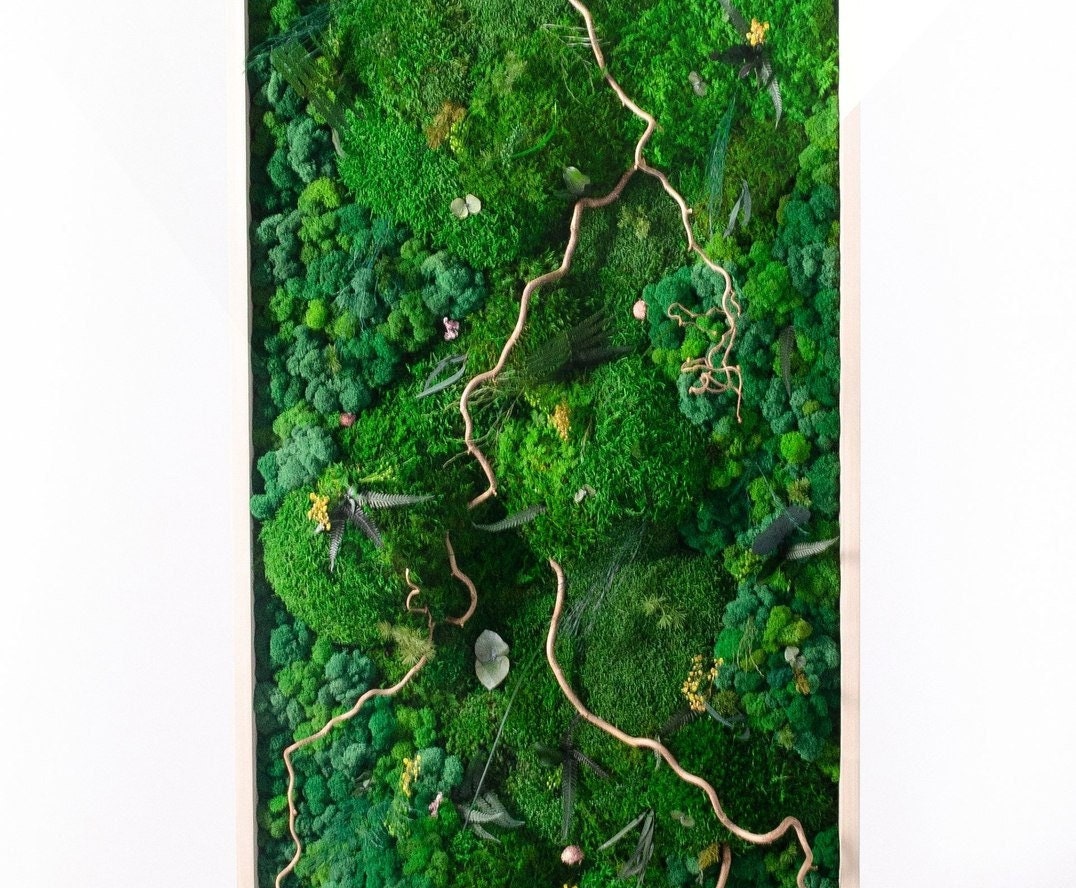 Enchanted Forest Preserved Moss and Twisted Branch Wall Art, Unique Gift CAREFREE | VARIOUS-SIZE