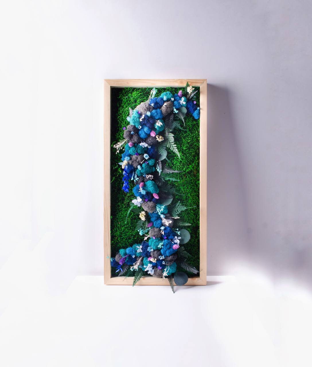 Mystic Ocean Preserved Moss Wall Art, Ferns, Eucalyptus, Dried Flowers, Unique Gift | CAREFREE & VARIOUS-SIZE