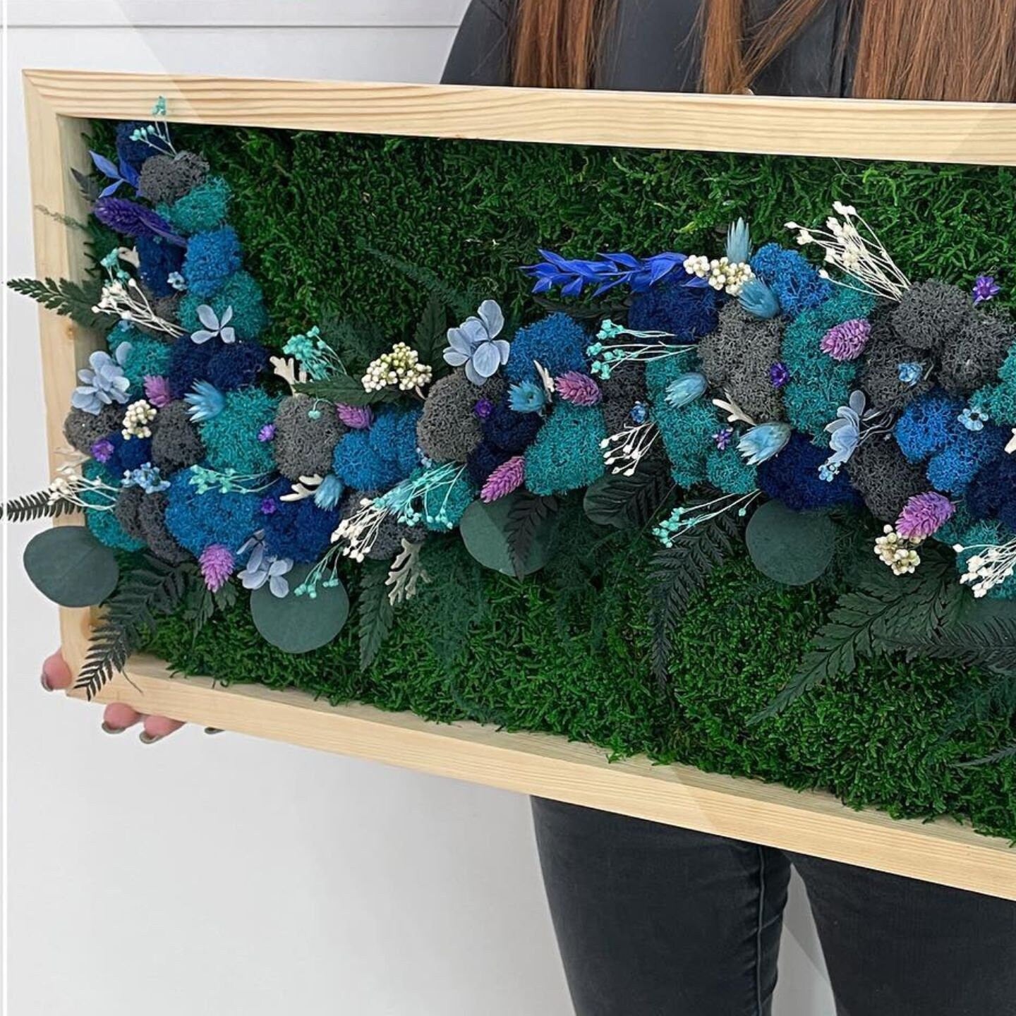 Mystic Ocean Preserved Moss Wall Art, Ferns, Eucalyptus, Dried Flowers, Unique Gift | CAREFREE & VARIOUS-SIZE
