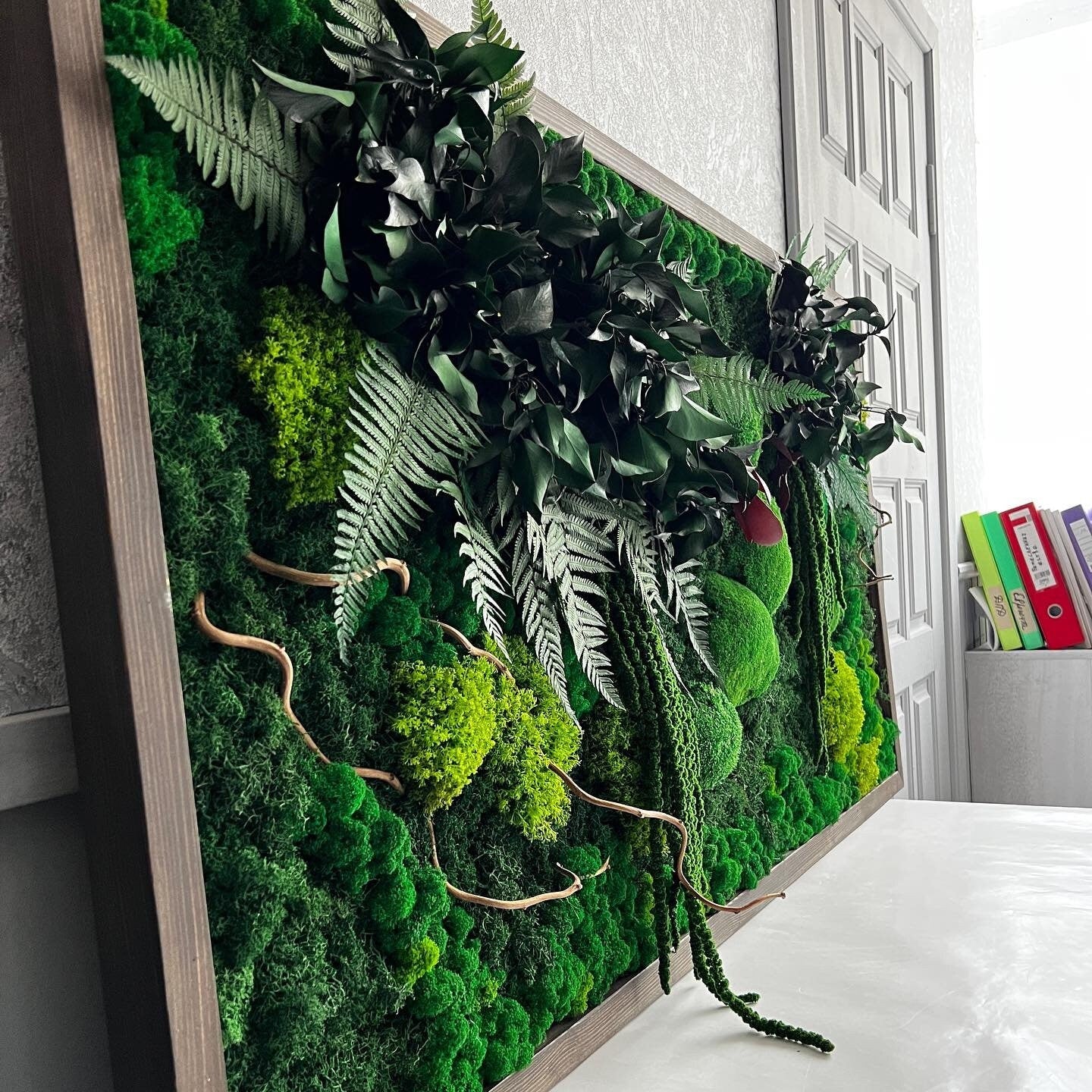 Forest Symphony Wall Art Mixed Preserved Mosses, Ferns, Amaranthus, Twisted Branches, Eucalyptus | CAREFREE & VARIOUS-SIZE