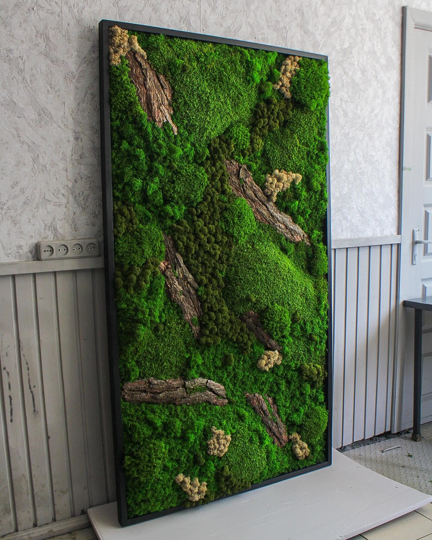 Forest Harmony: Preserved Moss for Wall Art + Wooden Bark & Branches, Unique Gift, CAREFREE | VARIOUS-SIZE