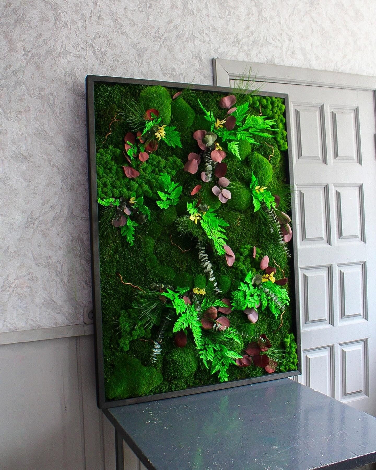 Nature’s Harmony Moss Art - Preserved Moss, Eucalyptus, Fern, Dried Flowers & Branches Wall Decor | Rustic Wall Art for Home or Office