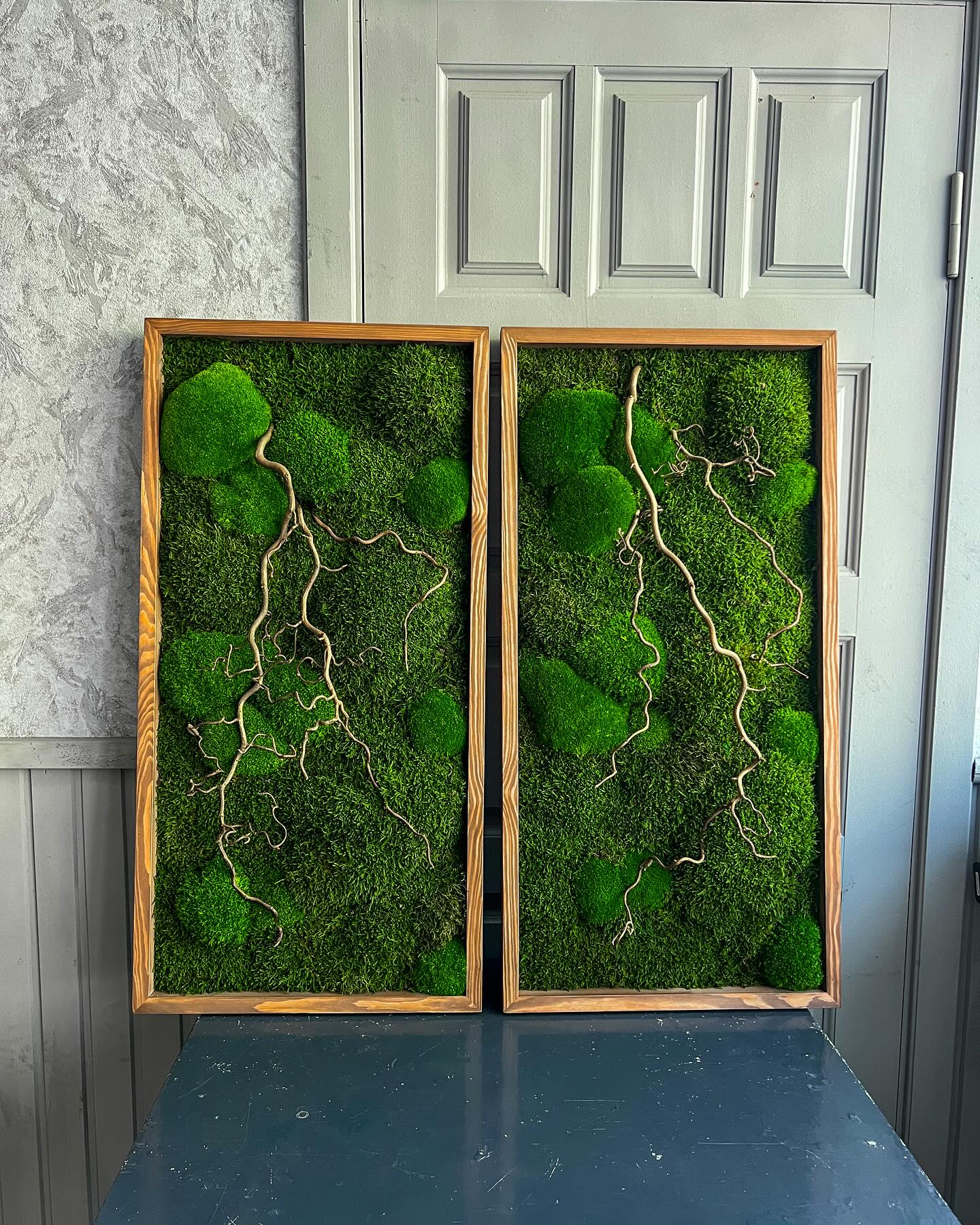 Zen Moss & Matsudana Willow Branch Wall Art | Preserved Moss Decor for Homes, Offices, and Spas | Unique Eco-Friendly Botanical Design