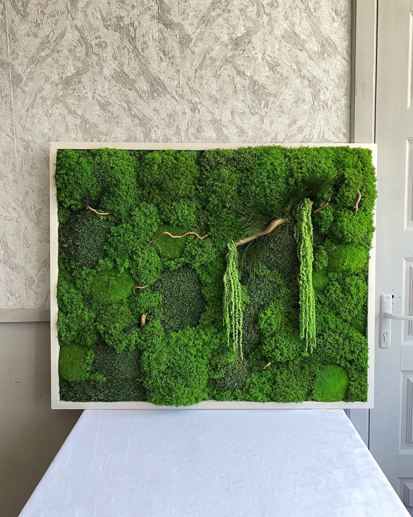 Mystical Moss & Amaranth Fusion Wall Art | Twisted Branches, Rustic Accents | Nature's Beauty for Your Home