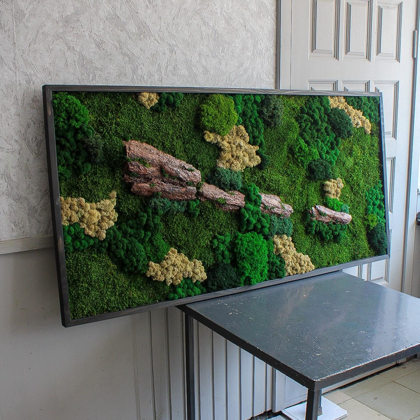 Forest Harmony: Preserved Moss for Wall Art + Wooden Bark & Branches, Unique Gift, CAREFREE | VARIOUS-SIZE