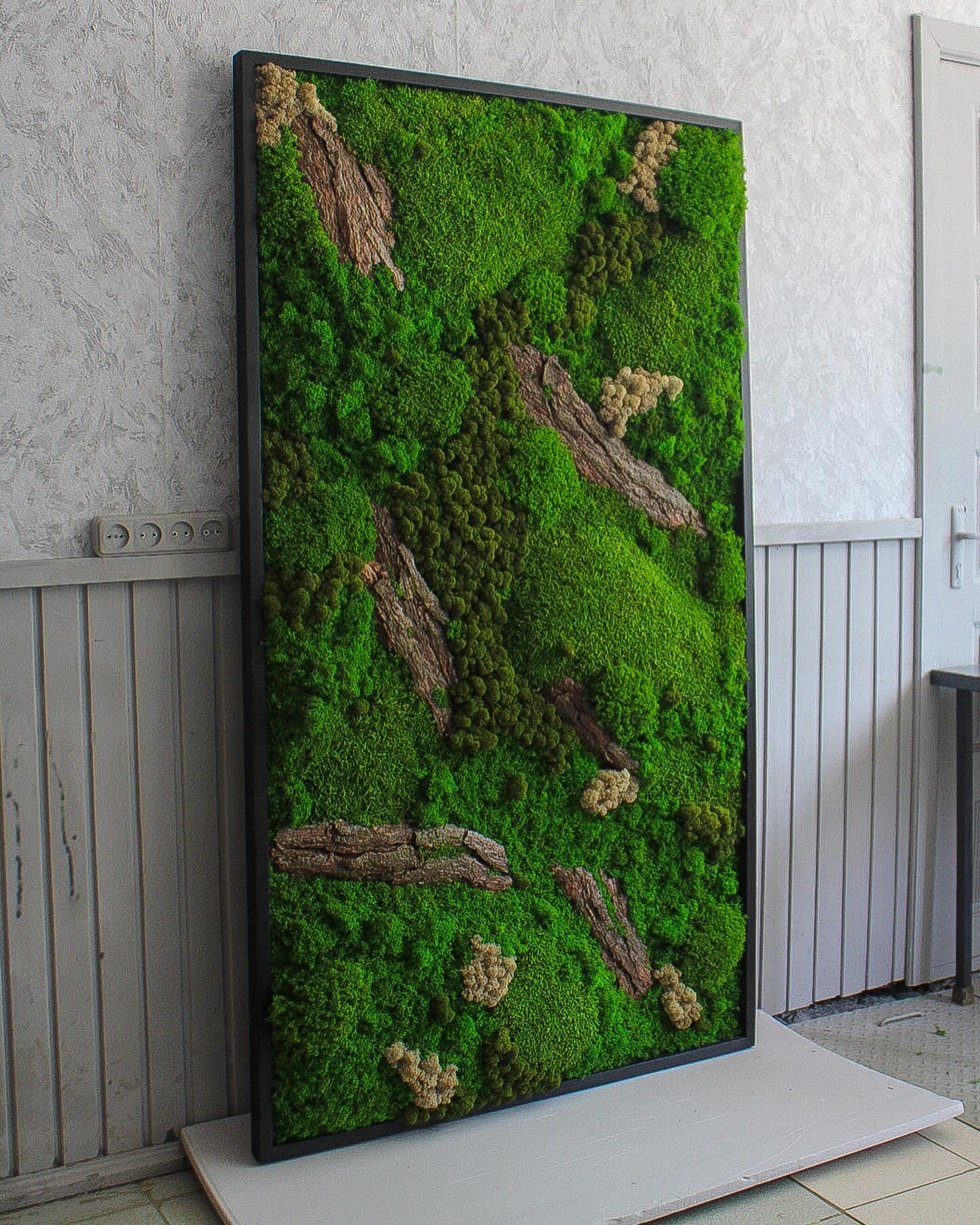 Forest Harmony: Preserved Moss for Wall Art + Wooden Bark & Branches, Unique Gift, CAREFREE | VARIOUS-SIZE