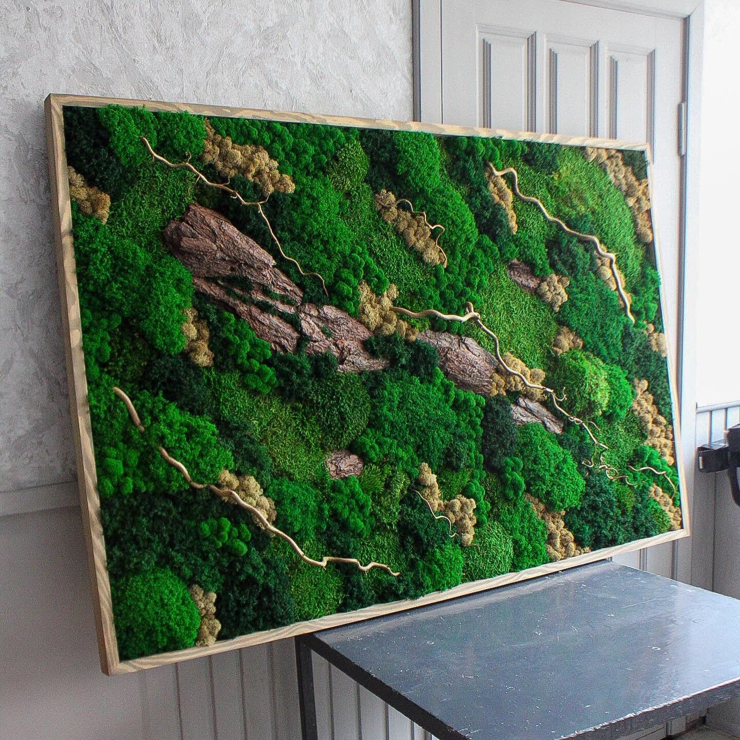Forest Essence: Moss, Bark & Branch Wall Art | Eco-Friendly Nature Decor, Handmade Botanical Art