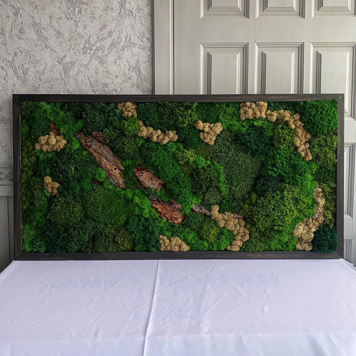 Earth’s Harmony: Preserved Moss & Bark Wall Art | Nature-Inspired Eco-Friendly Decor, Handmade Botanical Artwork