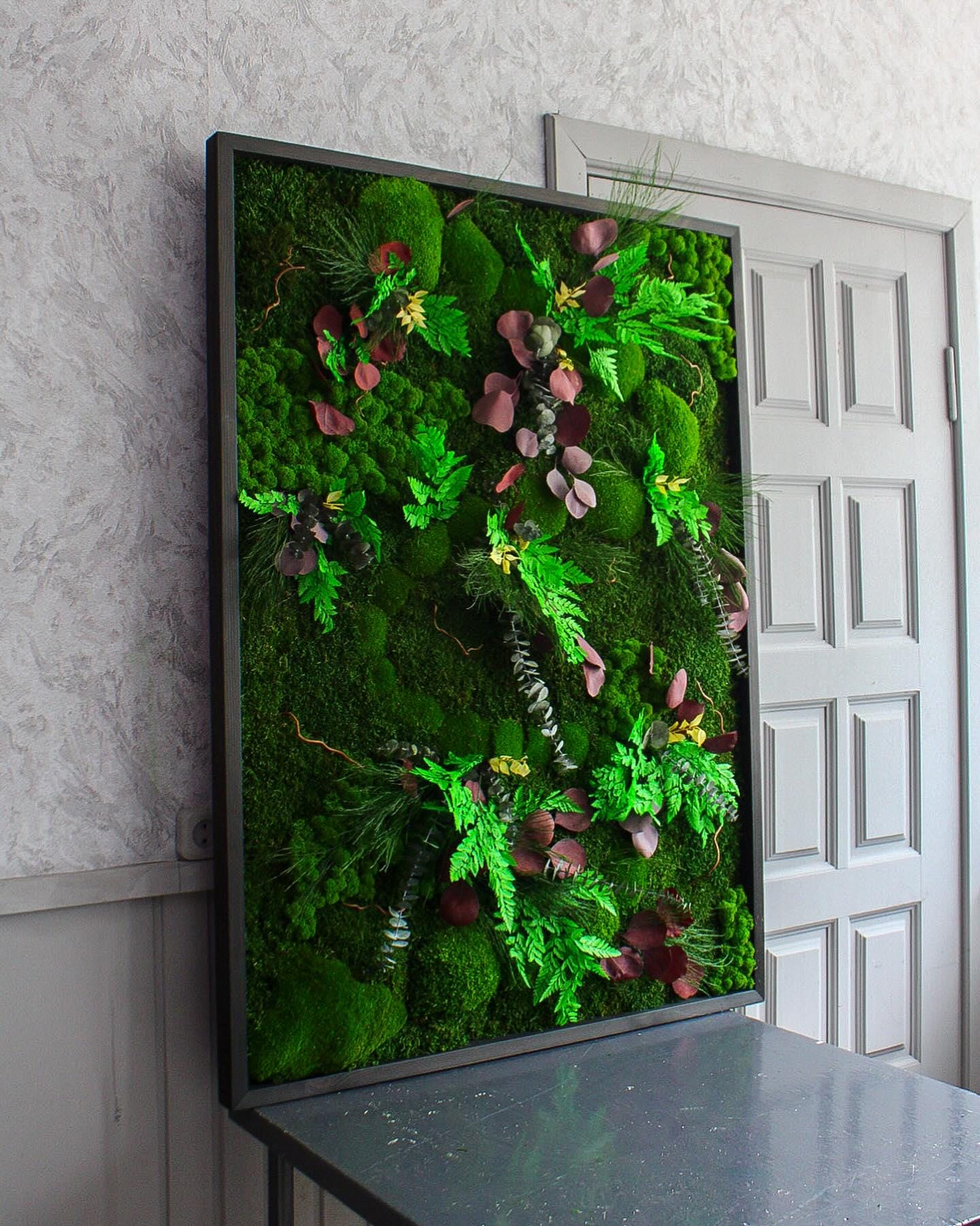 Nature’s Harmony Moss Art - Preserved Moss, Eucalyptus, Fern, Dried Flowers & Branches Wall Decor | Rustic Wall Art for Home or Office