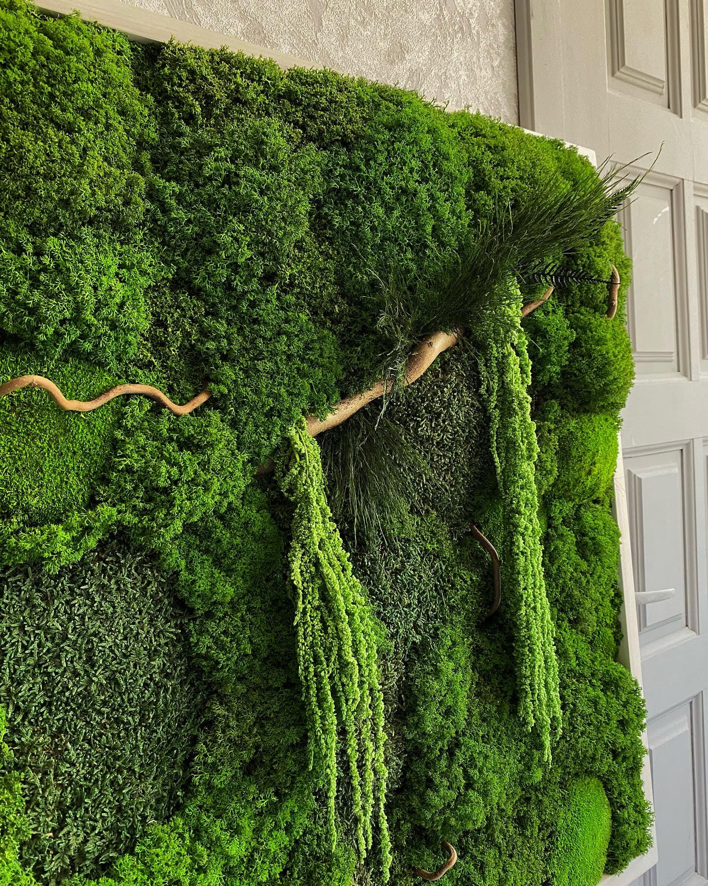 Mystical Moss & Amaranth Fusion Wall Art | Twisted Branches, Rustic Accents | Nature's Beauty for Your Home