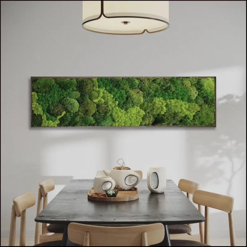Leuchtende LED-Wanddekoration mit Moos, Farnen, Eukalyptus, Trockenblumen und Zweigen, umweltfreundliche Naturdekoration, einzigartiges botanisches Kunstwerk | VERSCHIEDENE GRÖSSEN