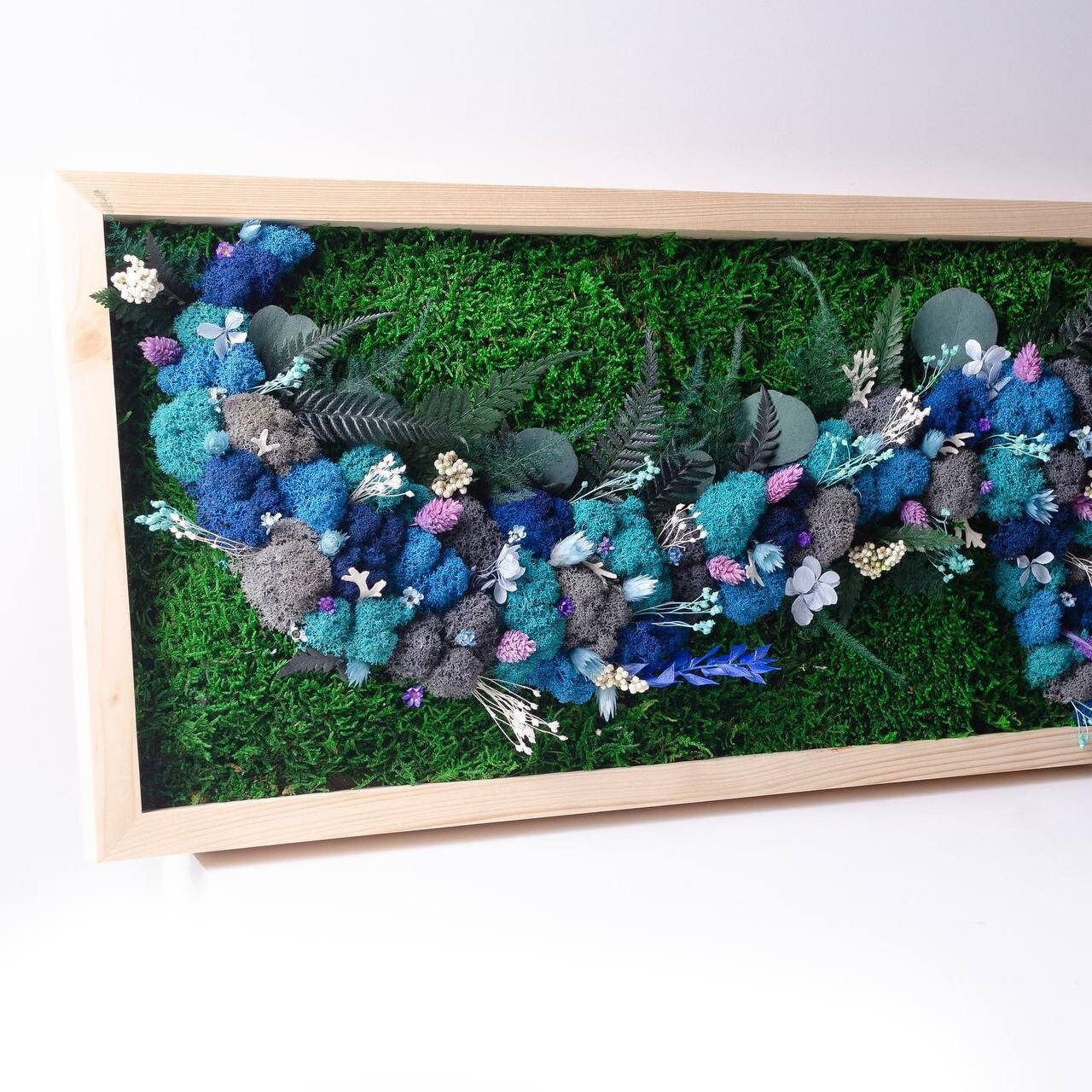 Mystic Ocean Preserved Moss Wall Art, Ferns, Eucalyptus, Dried Flowers, Unique Gift | CAREFREE & VARIOUS-SIZE