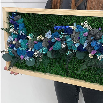 Mystic Ocean Preserved Moss Wall Art, Ferns, Eucalyptus, Dried Flowers, Unique Gift | CAREFREE & VARIOUS-SIZE