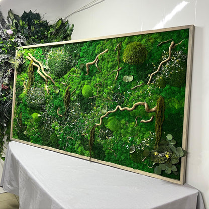 Woodland Whispers Moss Wall Art Preserved Provance, Royal Lichen Ball Mosses & Twisted Branches, Dried Flowers