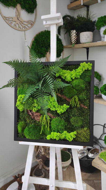Amaranthus Moss Wall Art, Wooden Bark, Ferns | 100% NATURAL, CAREFREE & Various SIZES