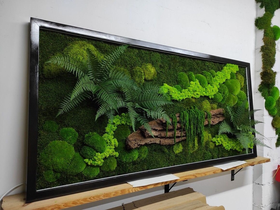 Amaranthus Moss Wall Art, Wooden Bark, Ferns | 100% NATURAL, CAREFREE & Various SIZES