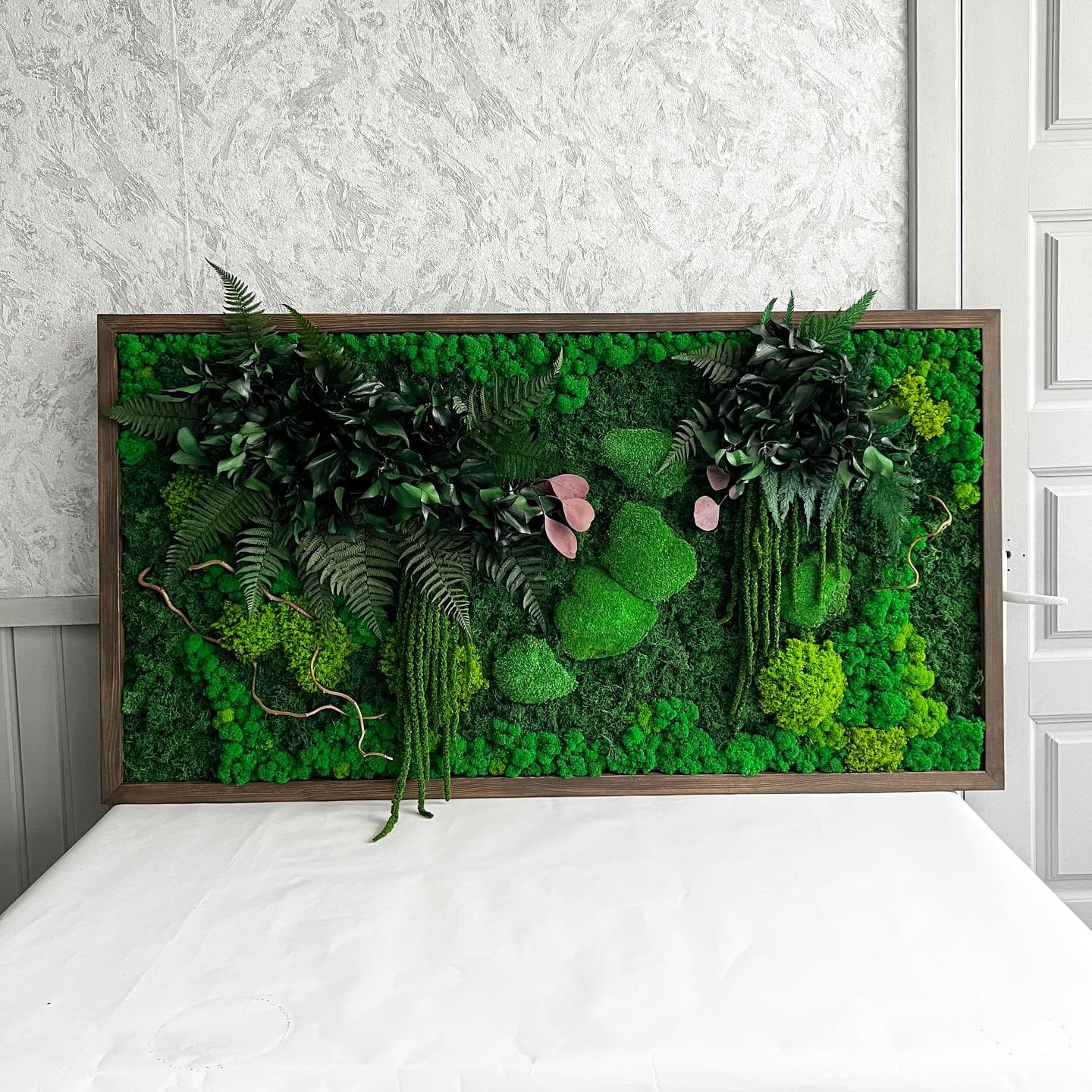 Forest Symphony Wall Art Mixed Preserved Mosses, Ferns, Amaranthus, Twisted Branches, Eucalyptus | CAREFREE & VARIOUS-SIZE