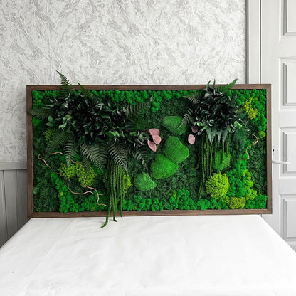 Forest Symphony Wall Art Mixed Preserved Mosses, Ferns, Amaranthus, Twisted Branches, Eucalyptus | CAREFREE & VARIOUS-SIZE