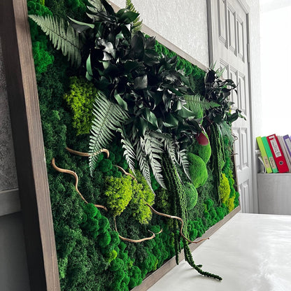 Forest Symphony Wall Art Mixed Preserved Mosses, Ferns, Amaranthus, Twisted Branches, Eucalyptus | CAREFREE & VARIOUS-SIZE