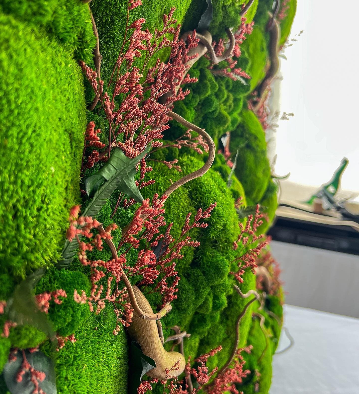 Royal Ball Moss Wall Art Japanese Willow Twisted Branches, Preserved Plant, Unique & Carefree | Various Sizes