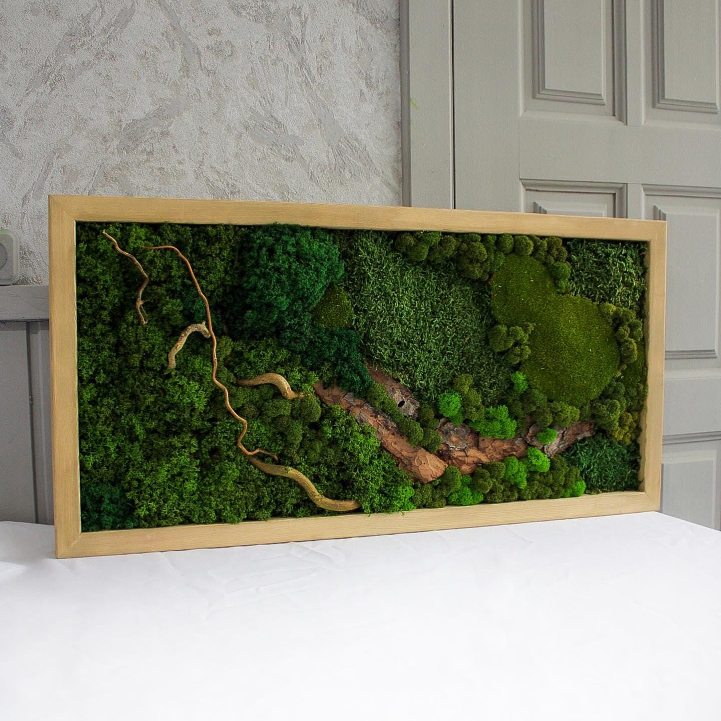 Rustic Moss & Wood Wall Art, Handmade Botanical Decor, Preserved Moss Artwork for Nature Lovers, Eco-Friendly Gift | VARIOUS-SIZES