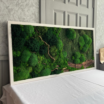 Rustic Moss & Wood Wall Art, Handmade Botanical Decor, Preserved Moss Artwork for Nature Lovers, Eco-Friendly Gift | VARIOUS-SIZES