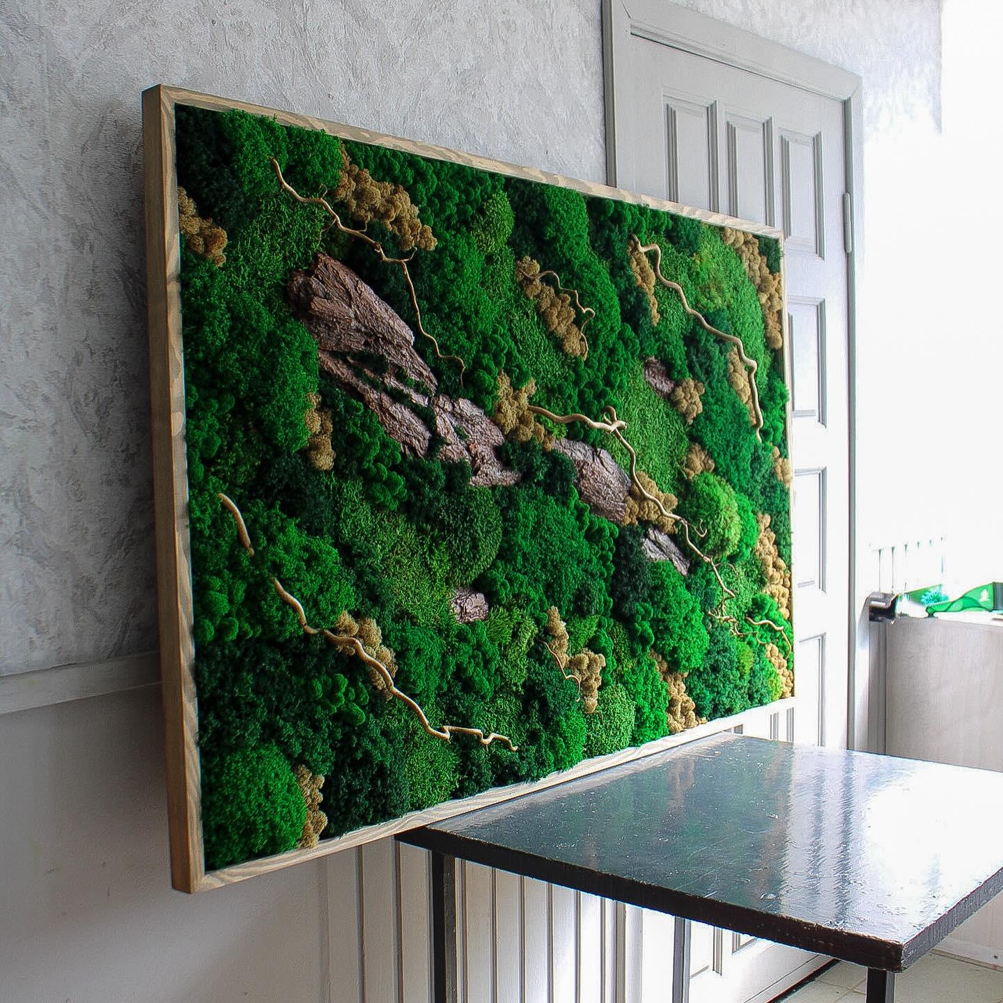 Forest Essence: Moss, Bark & Branch Wall Art | Eco-Friendly Nature Decor, Handmade Botanical Art