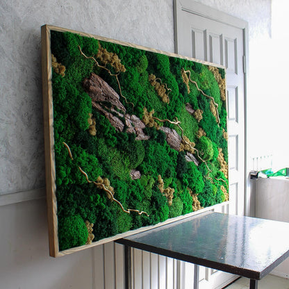 Forest Essence: Moss, Bark & Branch Wall Art | Eco-Friendly Nature Decor, Handmade Botanical Art