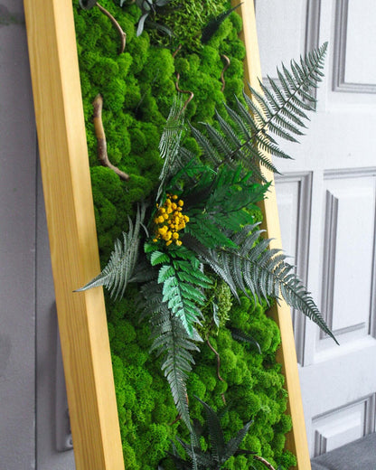 Long Moss & Branches Wall Art | Elegant Ferns + Dried Flowers | Nature-Inspired Home Decor