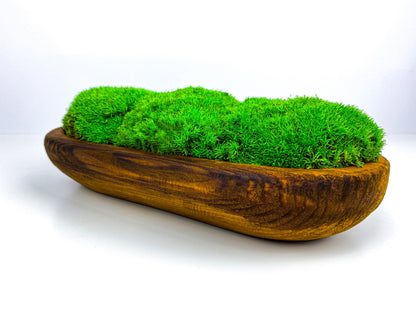 Rustic Moss Centerpiece Bowl | Hand-Carved Preserved Moss Table Decor | Unique Natural Dough Bowl, CAREFREE | VARIOUS-SIZE