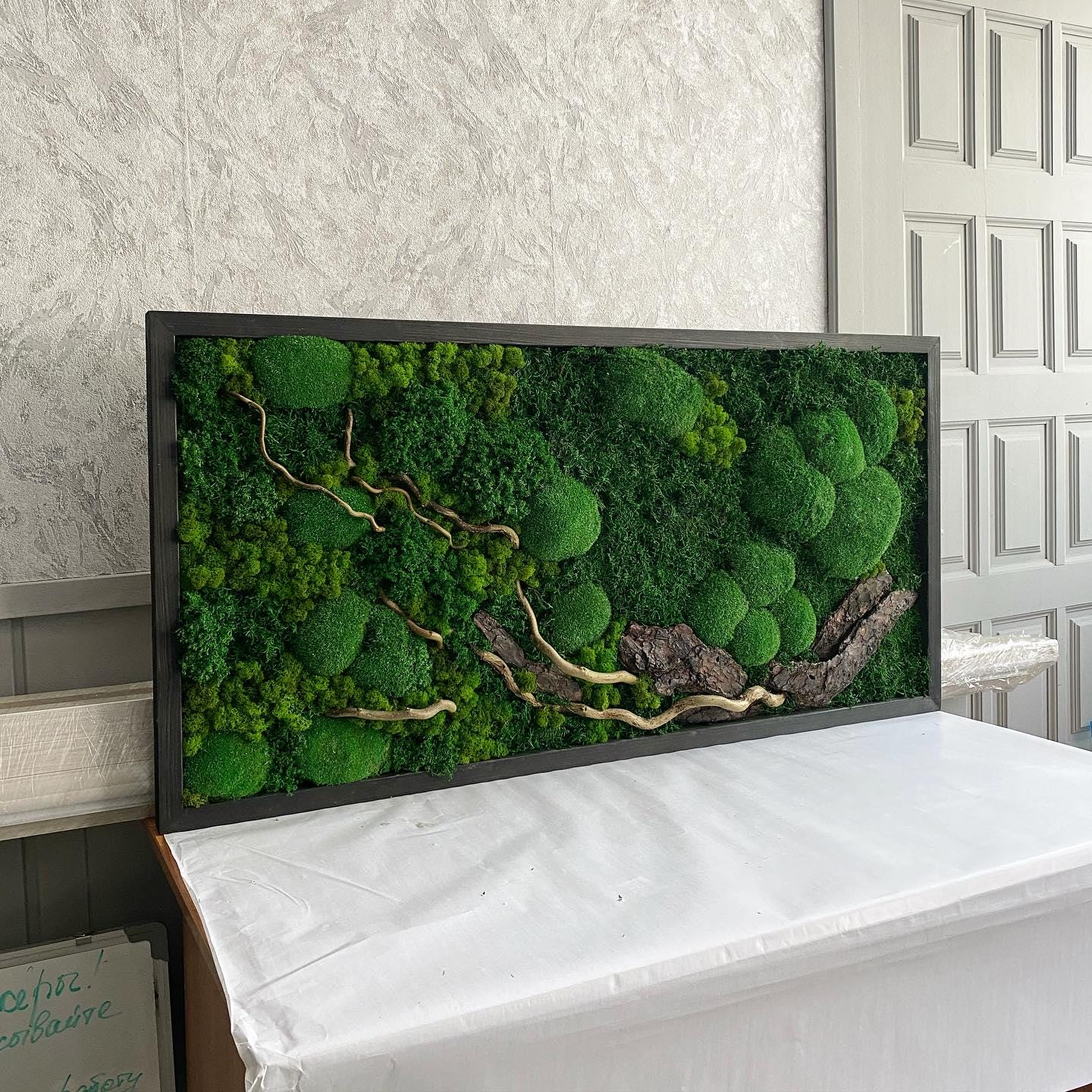 Eco-Friendly Woodland Moss Art, Preserved Moss Wall Decor with Bark & Branches, Perfect Unique Gift, No Maintenance | Custom Sizes