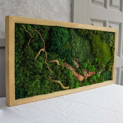 Rustic Moss & Wood Wall Art, Handmade Botanical Decor, Preserved Moss Artwork for Nature Lovers, Eco-Friendly Gift | VARIOUS-SIZES