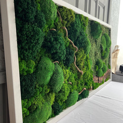 Rustic Moss & Wood Wall Art, Handmade Botanical Decor, Preserved Moss Artwork for Nature Lovers, Eco-Friendly Gift | VARIOUS-SIZES