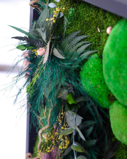 Enchanting Moss & Twisted Branches Art | Unique Wall Decor with Eucalyptus, Ferns, Dried Flowers | Eco-Friendly CAREFREE | VARIOUS-SIZE