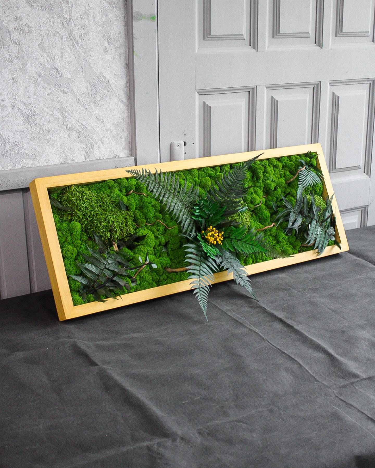 Long Moss & Branches Wall Art | Elegant Ferns + Dried Flowers | Nature-Inspired Home Decor