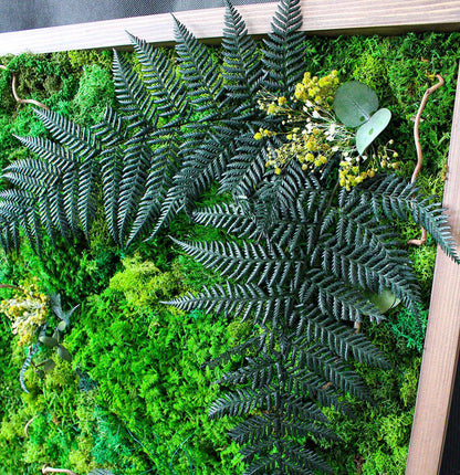 Tranquil Long Moss & Ferns Wall Art | Eucalyptus, Serene Ferns, Twisted Branches, Dried Flowers | Nature-Inspired Elegance Art