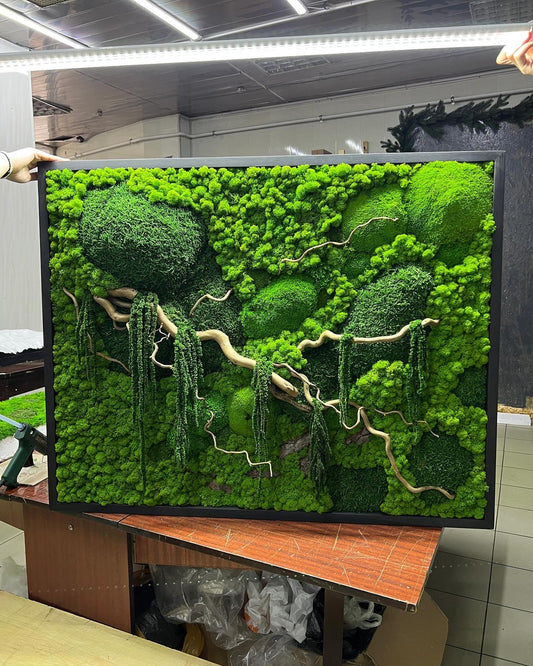 Mystical Moss & Amaranth Fusion Wall Art | Twisted Branches, Rustic Accents | Nature's Beauty for Your Home