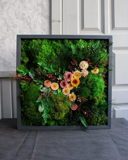 Colorful Moss & Dried Flower Symphony | Lush Ferns Botanical Bliss for Your Space