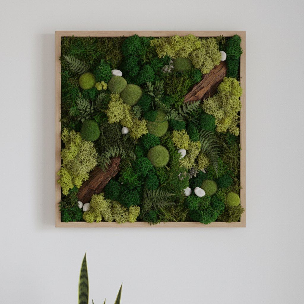 Waldgeometrie – Wandbild aus konserviertem Moos | PFLEGELEICHT