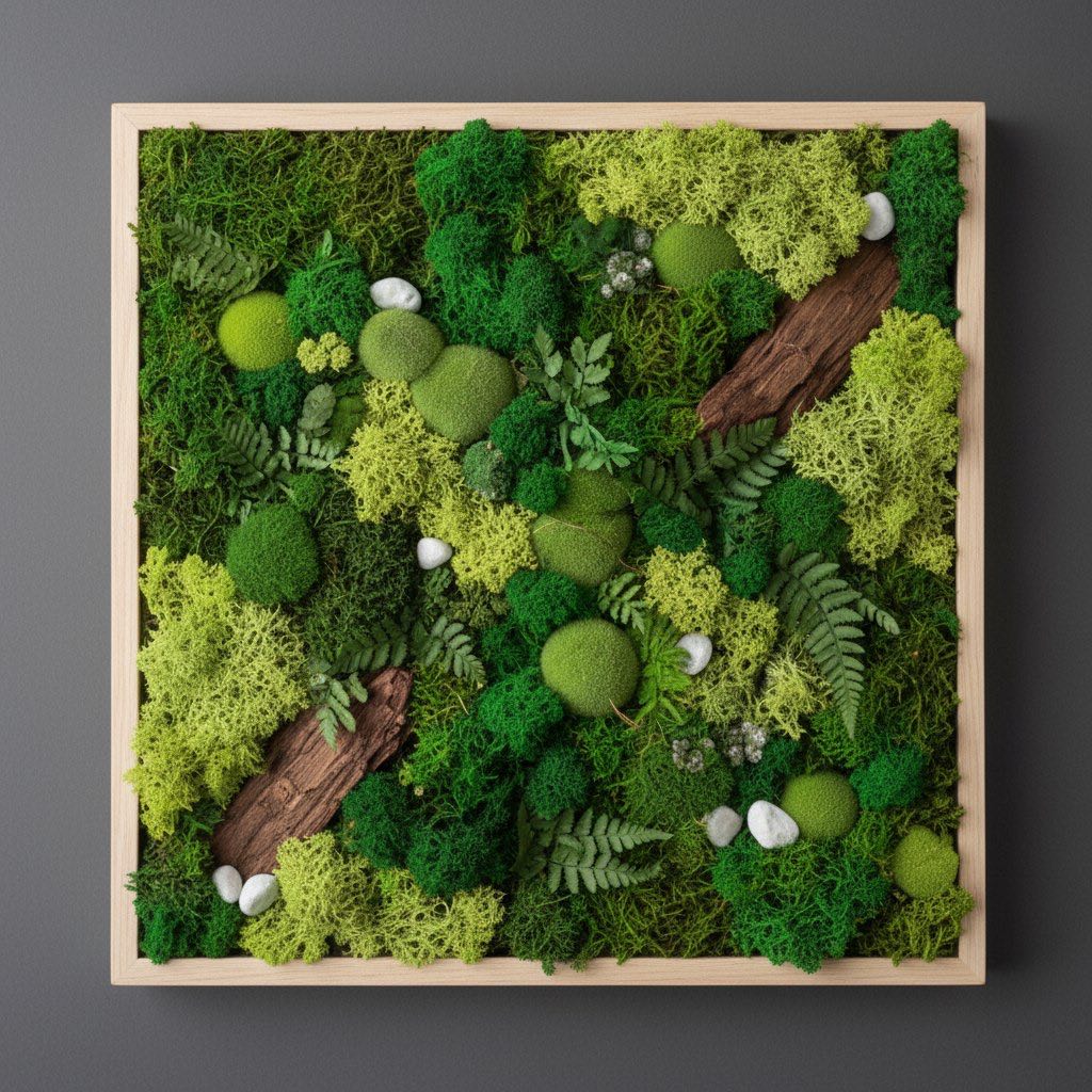 Waldgeometrie – Wandbild aus konserviertem Moos | PFLEGELEICHT