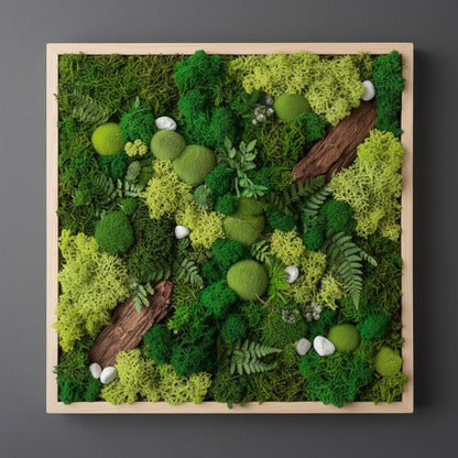 Waldgeometrie – Wandbild aus konserviertem Moos | PFLEGELEICHT