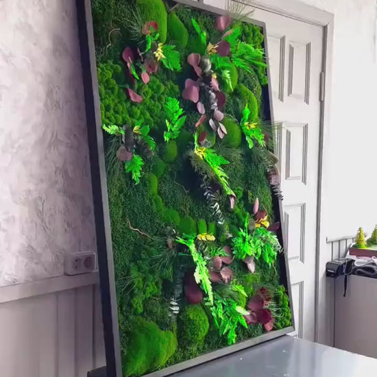 Nature’s Harmony Moss Art - Preserved Moss, Eucalyptus, Fern, Dried Flowers & Branches Wall Decor | Rustic Wall Art for Home or Office