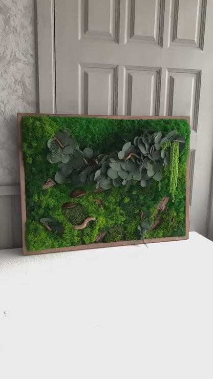 Mystical Moss & Amaranth Fusion Wall Art | Twisted Branches, Rustic Accents | Nature's Beauty for Your Home