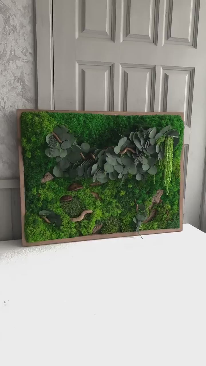 Mystical Moss & Amaranth Fusion Wall Art | Twisted Branches, Rustic Accents | Nature's Beauty for Your Home