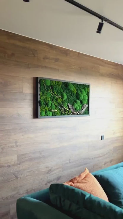 Rustic Moss & Wood Wall Art, Handmade Botanical Decor, Preserved Moss Artwork for Nature Lovers, Eco-Friendly Gift | VARIOUS-SIZES