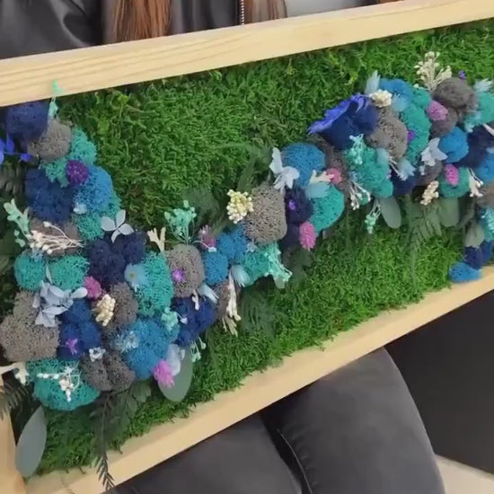 Mystic Ocean Preserved Moss Wall Art, Ferns, Eucalyptus, Dried Flowers, Unique Gift | CAREFREE & VARIOUS-SIZE