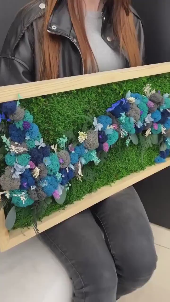 Mystic Ocean Preserved Moss Wall Art, Ferns, Eucalyptus, Dried Flowers, Unique Gift | CAREFREE & VARIOUS-SIZE